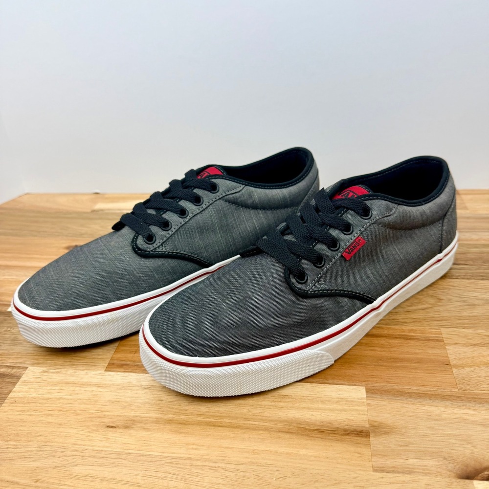 Vans Atwood Textile Dark Grey Red Mens Skate Shoes Size 11